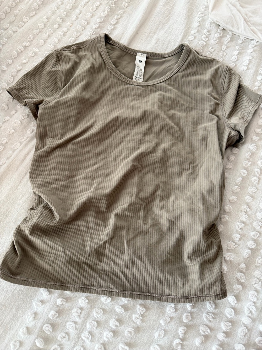 lululemon athletica Warm Ash Grey Ribbed Back-Twist Short-Sleeve Shirt - Picture 3 of 8